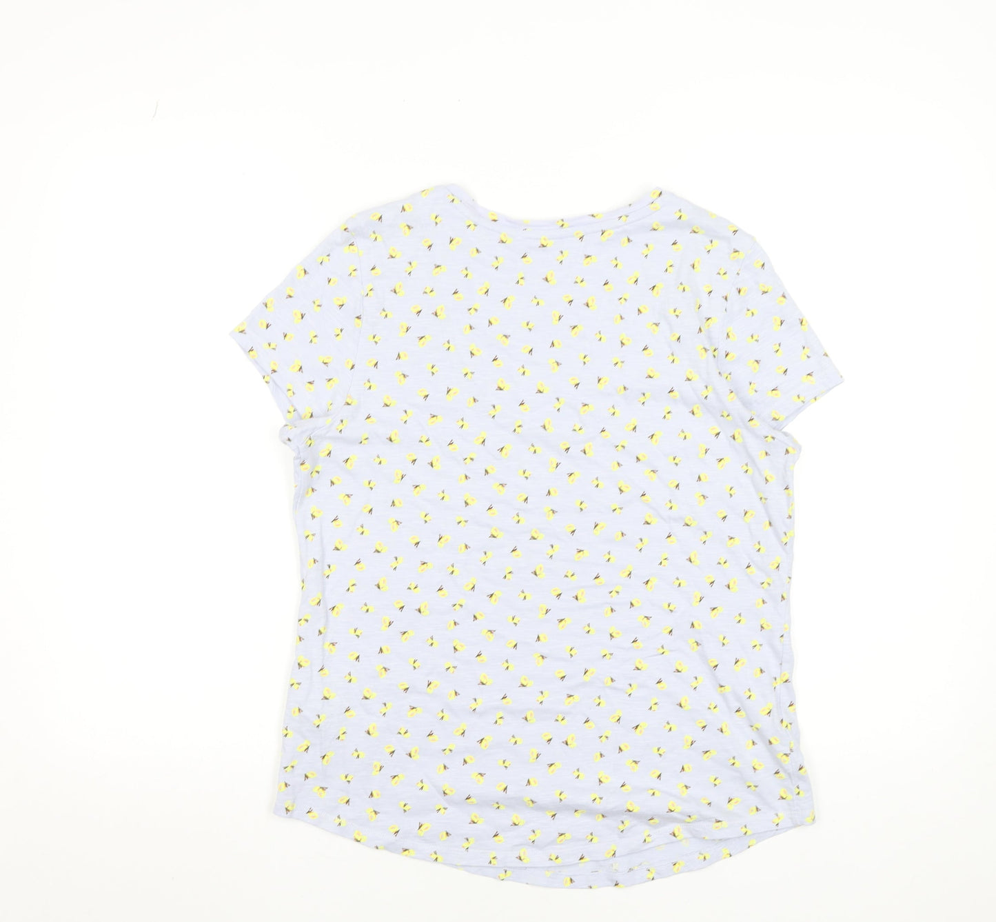Marks and Spencer Womens White Floral Cotton T-Shirt Size 14