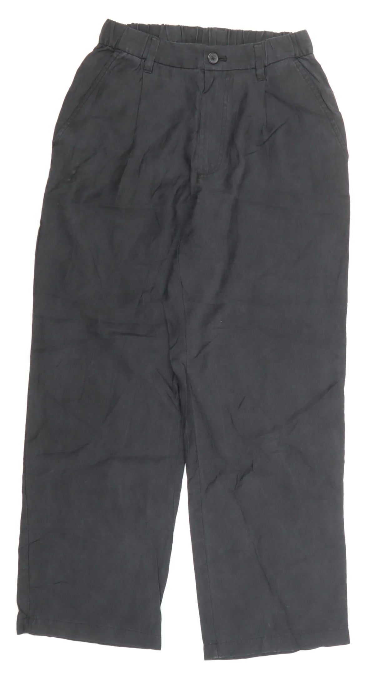 Zara Women Black Size S Cropped Wide-Leg Trousers