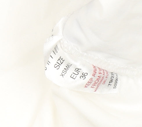 Dunnes Stores Women’s White Floral Crochet Blouse XS Puff Sleeve