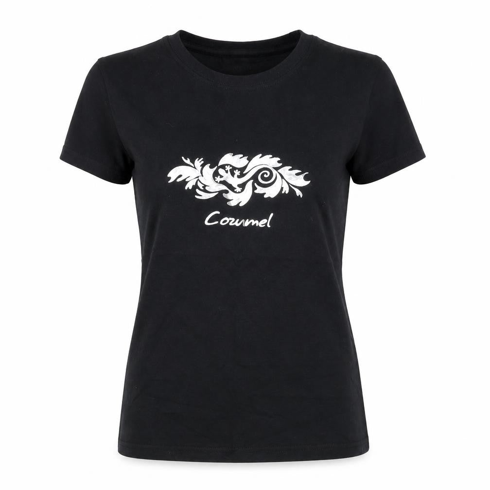 Tropical Relax Womens Black Cotton Cozumel T-Shirt M Short Sleeve