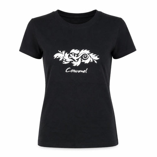 Tropical Relax Womens Black Cotton Cozumel T-Shirt M Short Sleeve