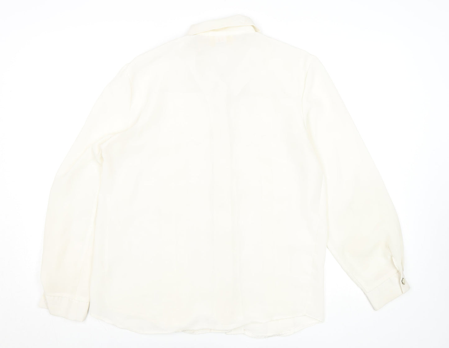 Vision Womens Ivory Lace Panel Long Sleeve Polyester Blouse Size 14