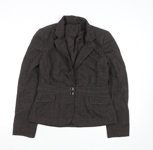 F&F Women Brown Size 12 Tailored Two-Button Suit Jacket