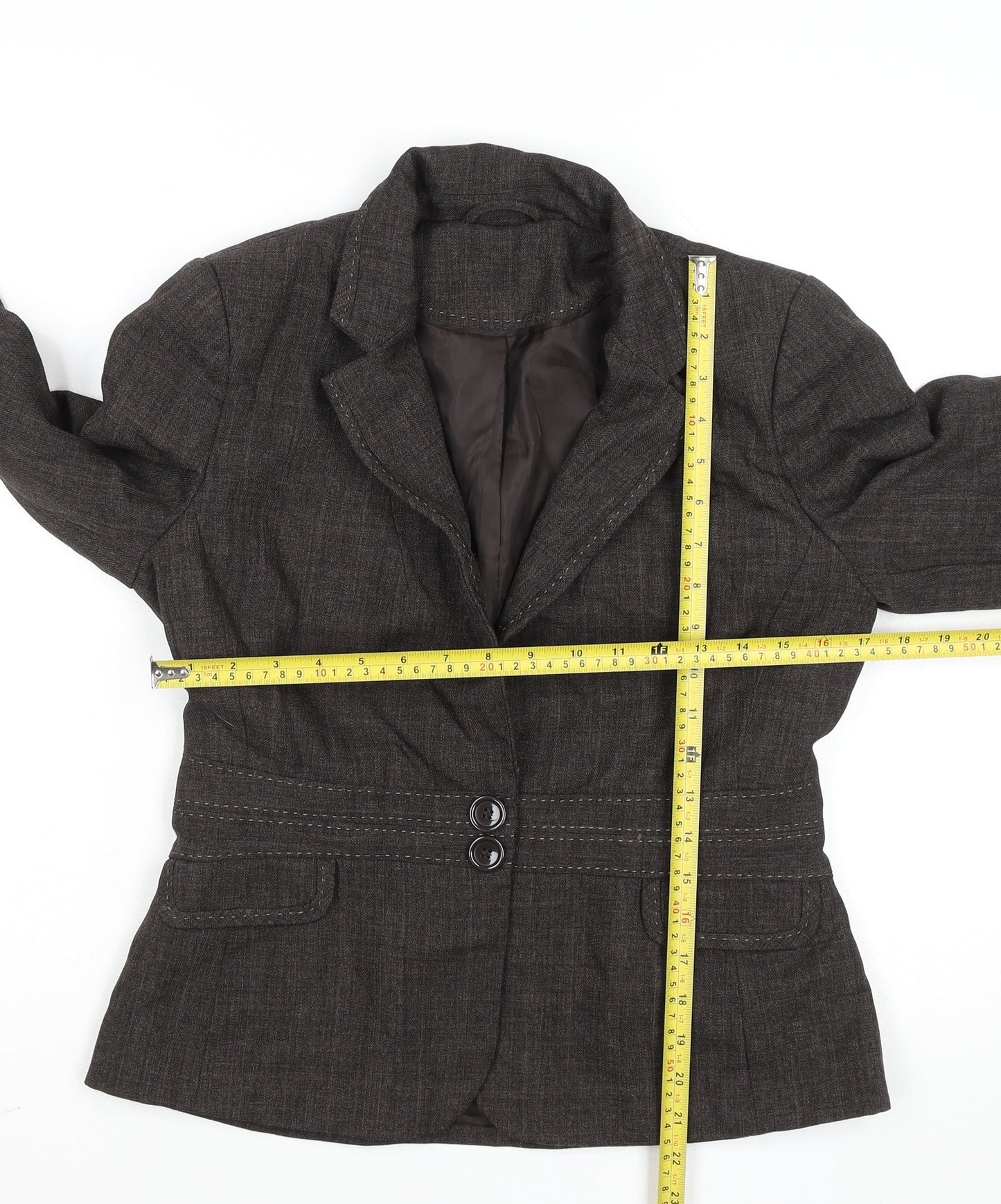F&F Women Brown Size 12 Tailored Two-Button Suit Jacket