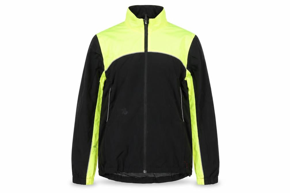 Crane Womens Black Yellow Medium 12-14 Windbreaker Jacket Reflective Cycling