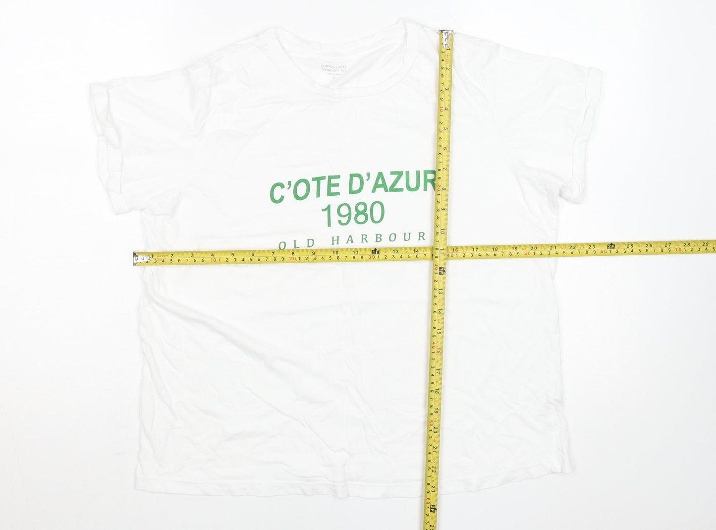 Dunnes Stores Men's White L Graphic Cote D'Azur 1980 T-Shirt