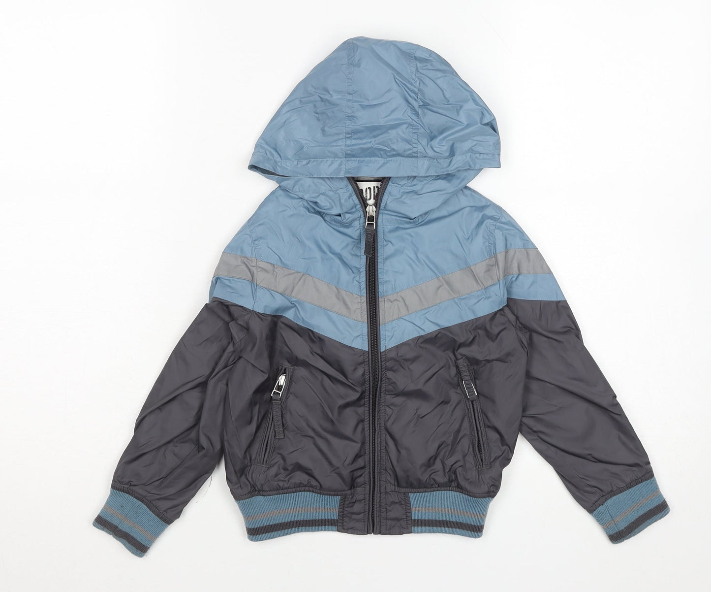 Sports Glory Boys Blue Hooded Windbreaker Jacket 3 Years Nylon Zip Lined