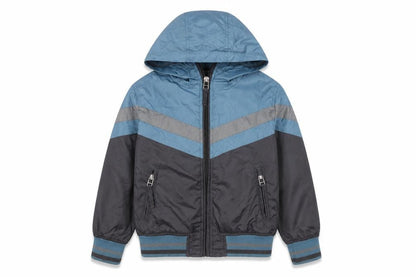 Sports Glory Boys Blue Hooded Windbreaker Jacket 3 Years Nylon Zip Lined
