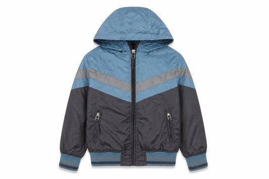Sports Glory Boys Blue Hooded Windbreaker Jacket 3 Years Nylon Zip Lined