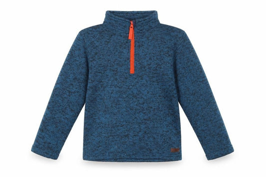 Front view of Hi Gear boys’ blue 1/4 zip fleece jacket 7-8 years polyester outdoor layer