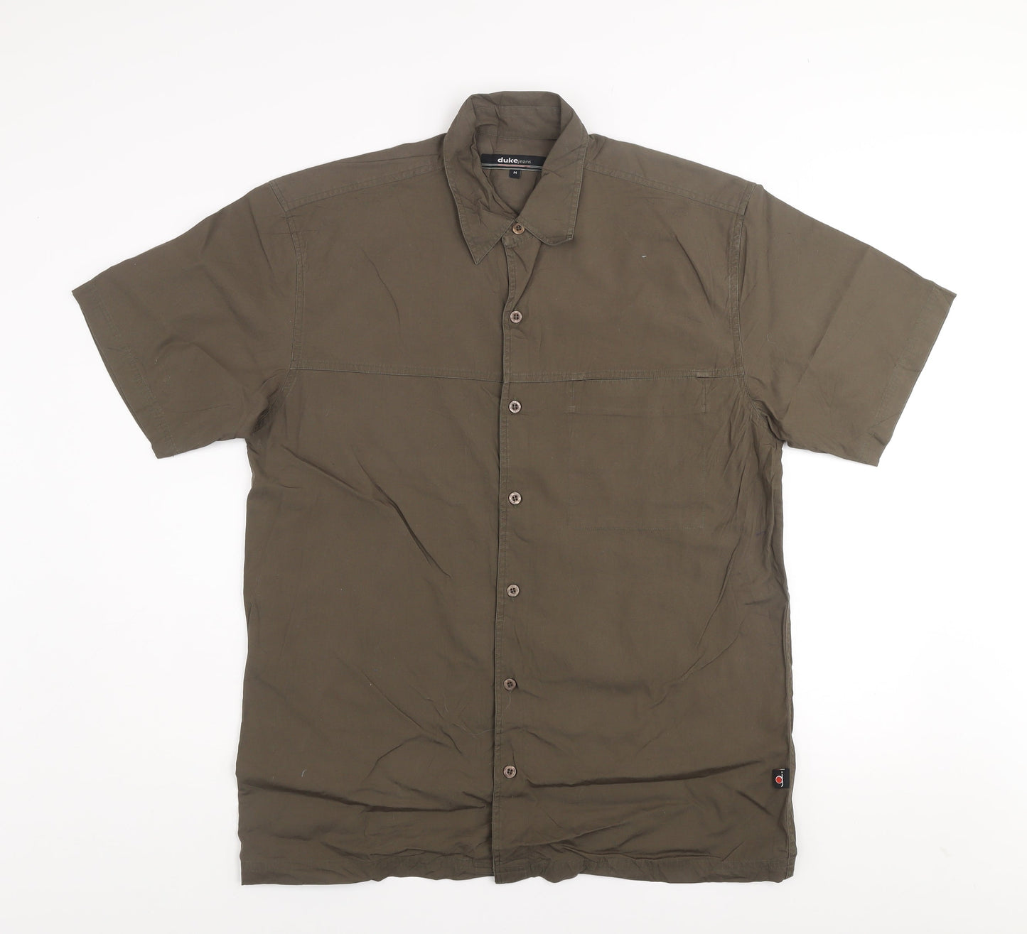 Duke Jeans Men's Green Short Sleeve Cotton Button-Up Shirt Size M