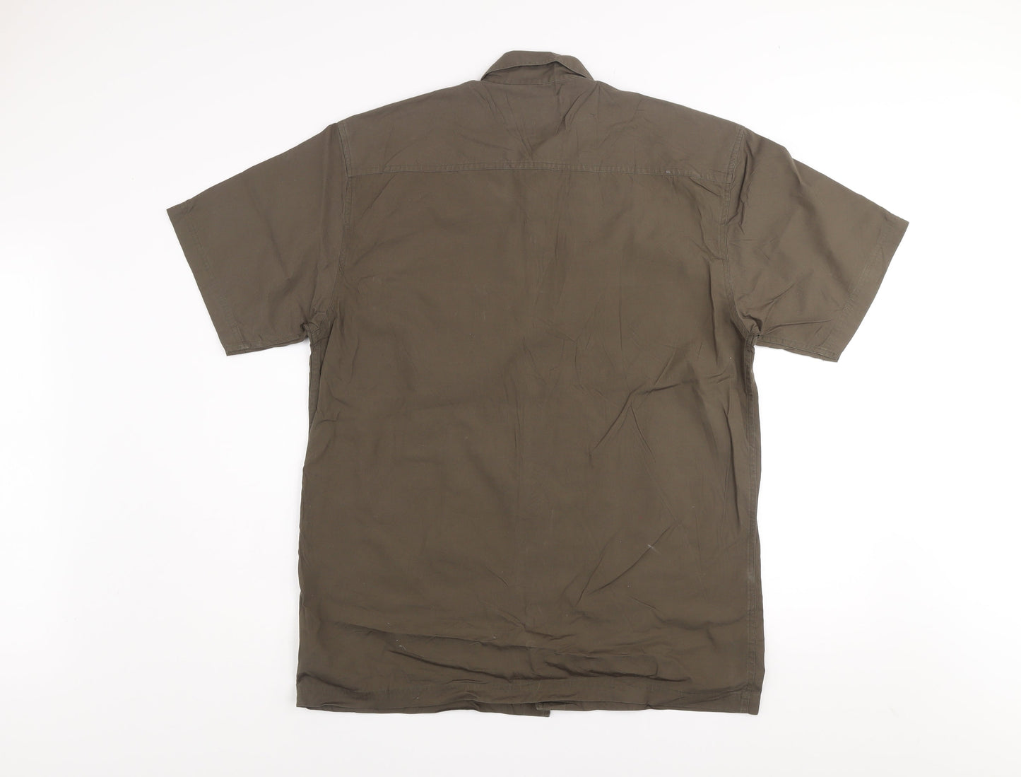 Duke Jeans Men's Green Short Sleeve Cotton Button-Up Shirt Size M