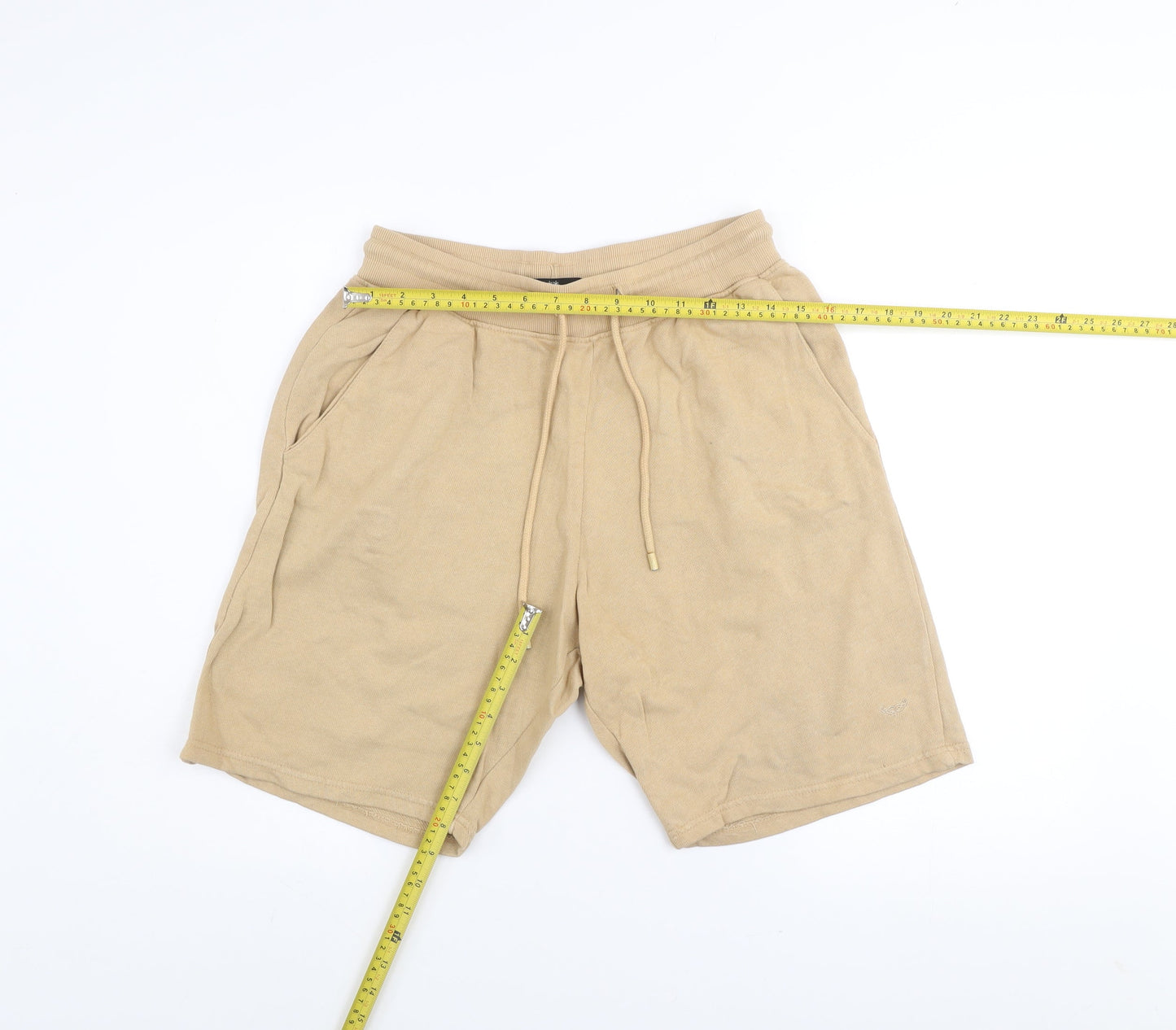 Threadbare Men's Beige Small Sweat Shorts 100% Cotton Drawstring