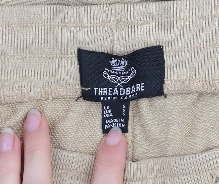 Threadbare Men's Beige Small Sweat Shorts 100% Cotton Drawstring