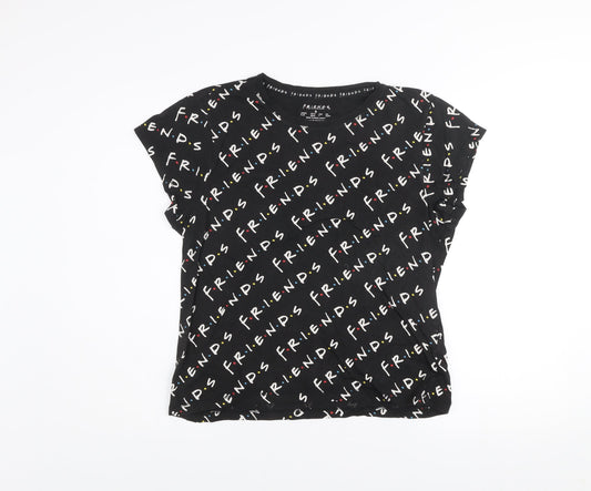 Friends Womens Black Cotton T-Shirt Size S Crew Neck Short Sleeve Casual Top