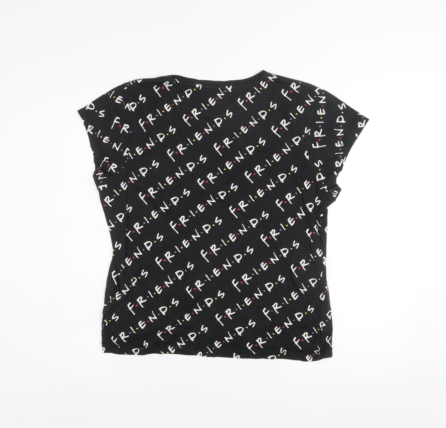 Friends Womens Black Cotton T-Shirt Size S Crew Neck Short Sleeve Casual Top