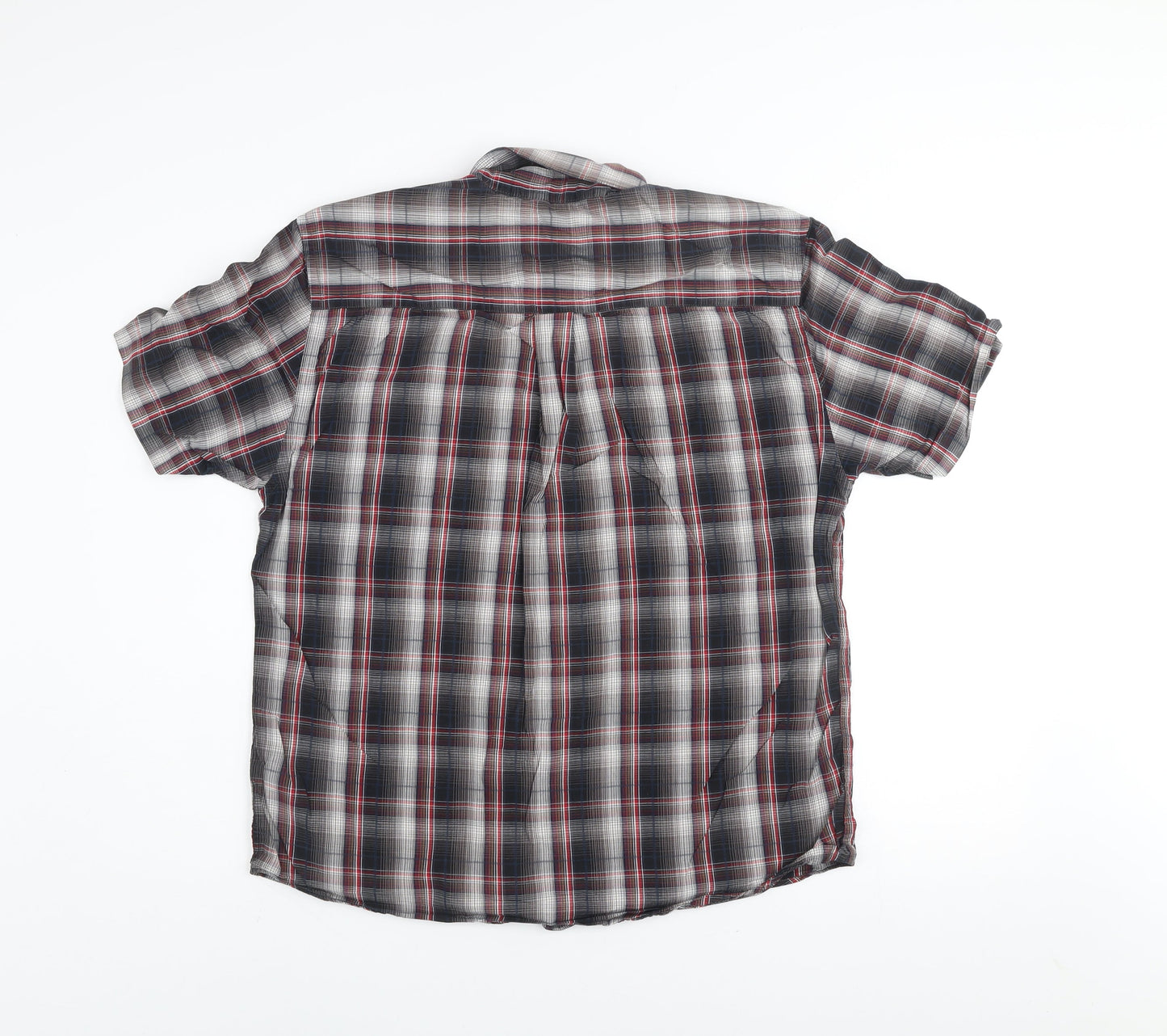 Avenue Men's Multicoloured Plaid Cotton Short Sleeve Button-Up Shirt M