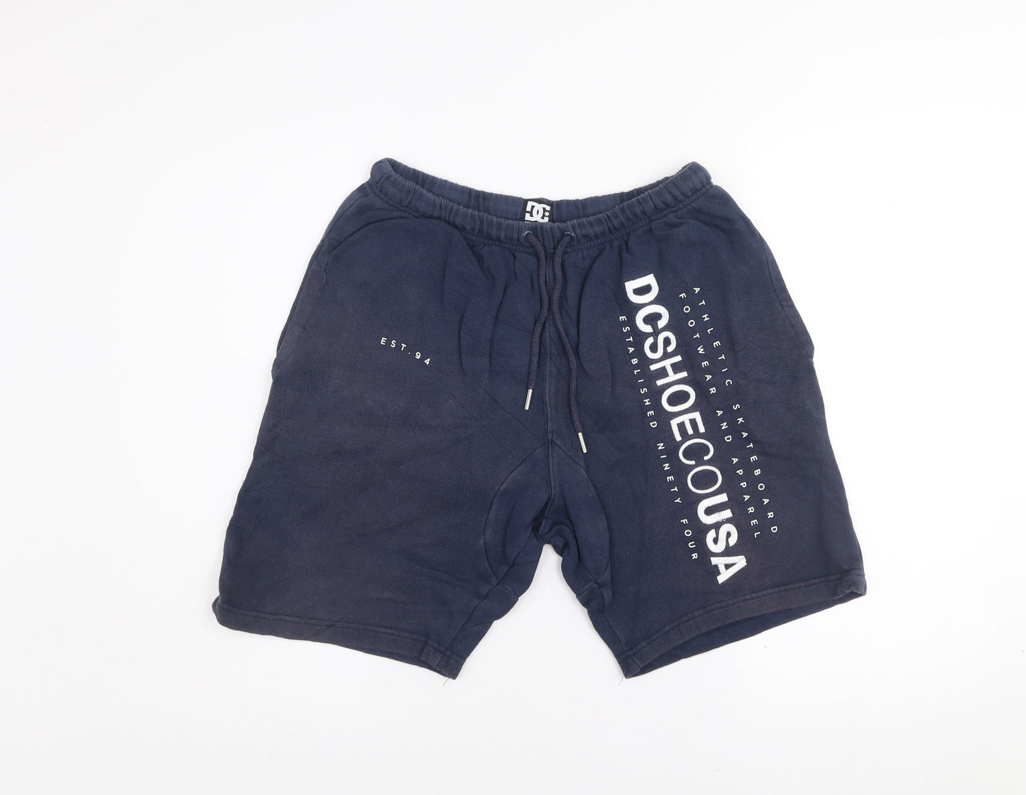 DC Shoes Men Navy Blue Cotton Sweat Shorts Size S Athletic Fit