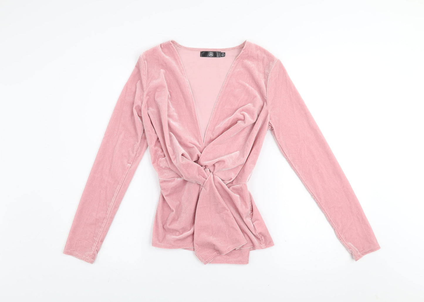 Motel Women’s Pink Velvet Wrap Long Sleeve Blouse Size 6