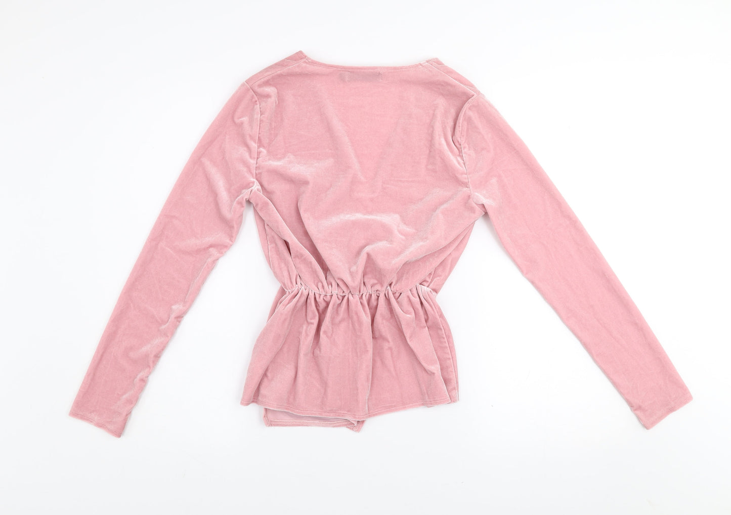 Motel Women’s Pink Velvet Wrap Long Sleeve Blouse Size 6