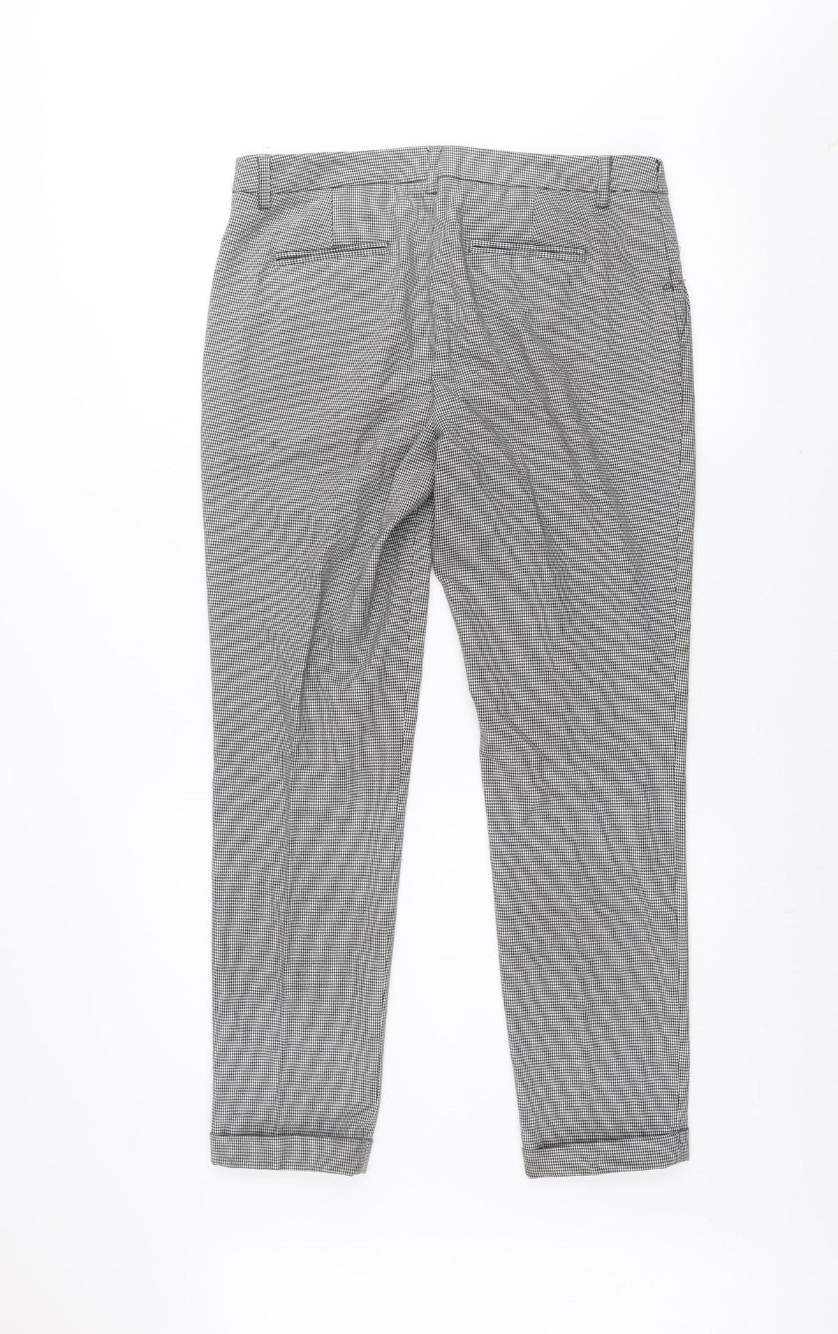 Adrienne Vittadini Women’s Grey Houndstooth Slim Chino Trousers UK 10