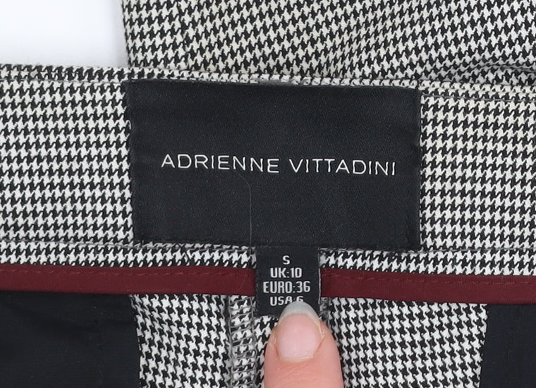 Adrienne Vittadini Women’s Grey Houndstooth Slim Chino Trousers UK 10