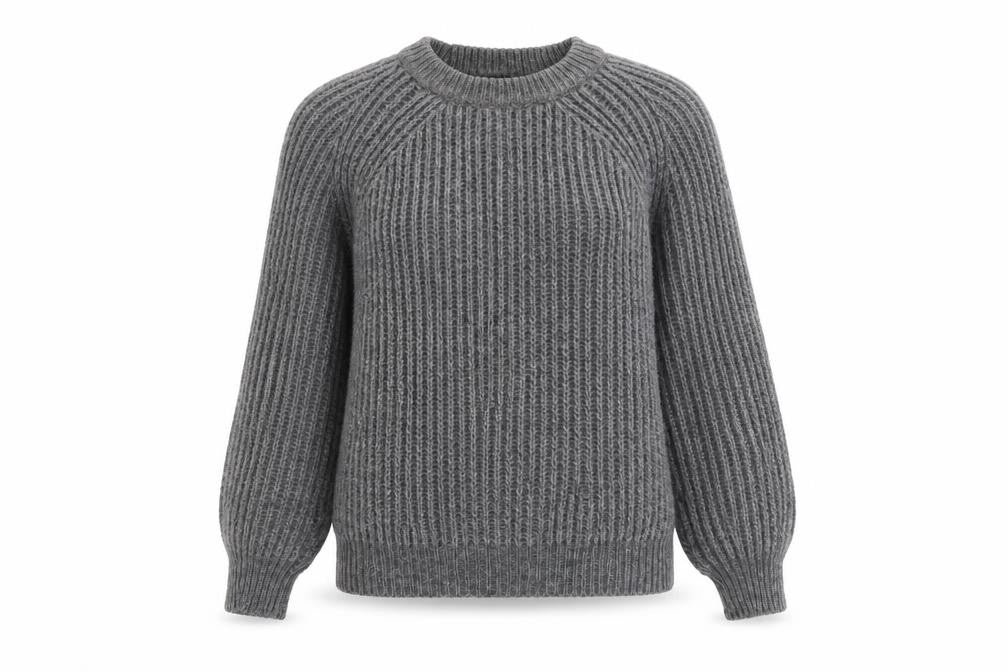 Zara Women Grey Chunky Knit Mohair Wool Blend Pullover Jumper Size S