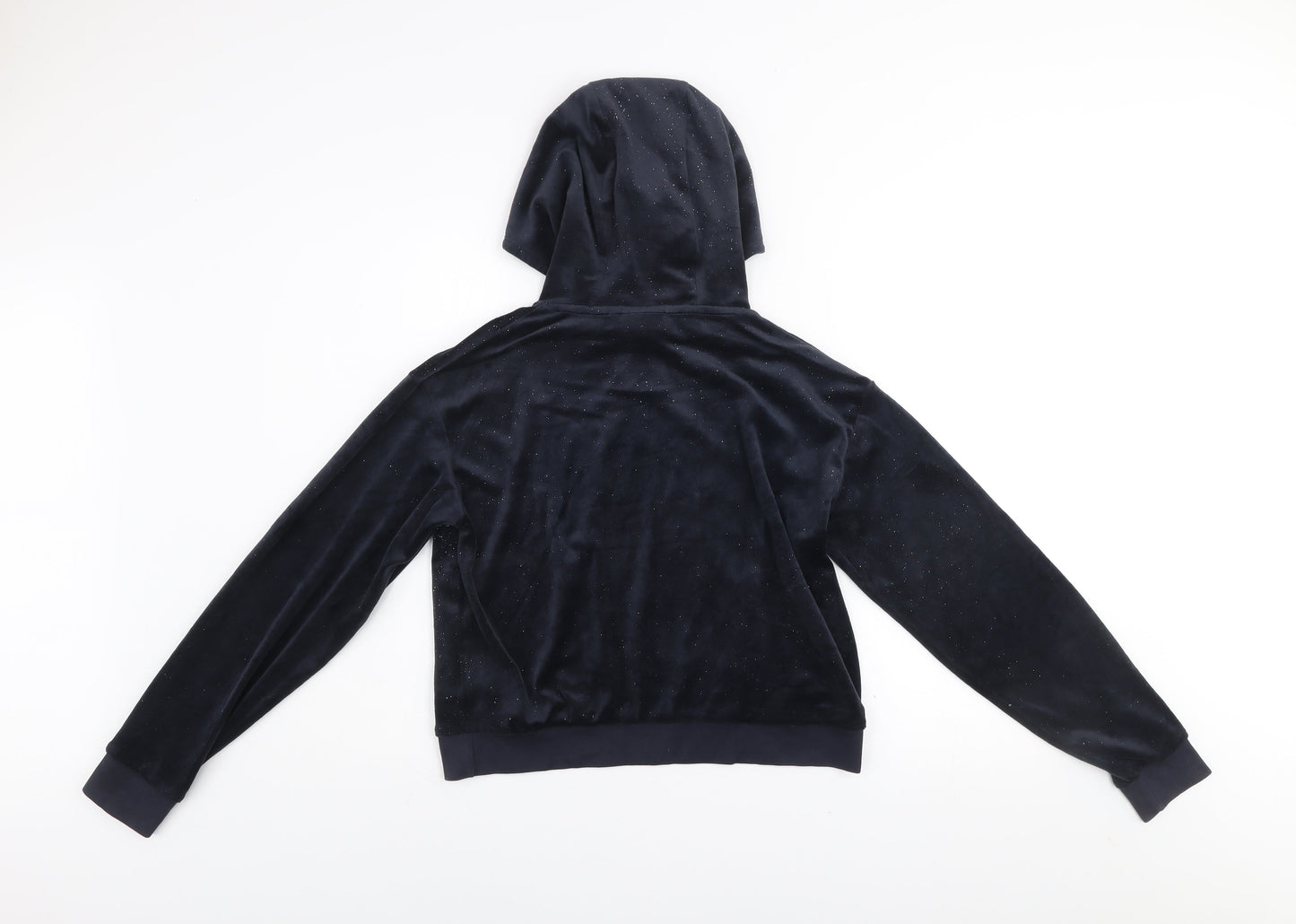 Juicy Couture Girls Blue Velour Glitter Logo Pullover Hoodie 14-15 Years