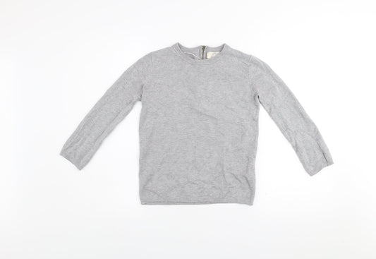 Zara Women Grey Knit Long Sleeve Crew Neck Pullover Jumper Size S