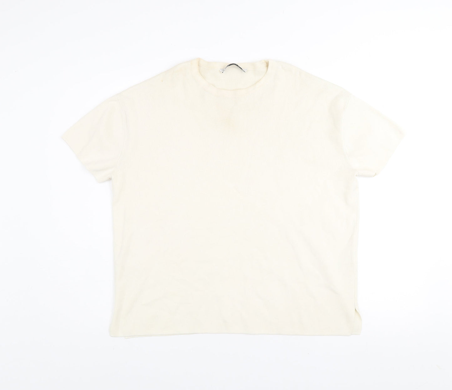 Zara Women Ivory Short Sleeve Basic Knit T-Shirt Size S