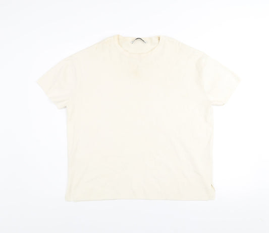 Zara Women Ivory Short Sleeve Basic Knit T-Shirt Size S