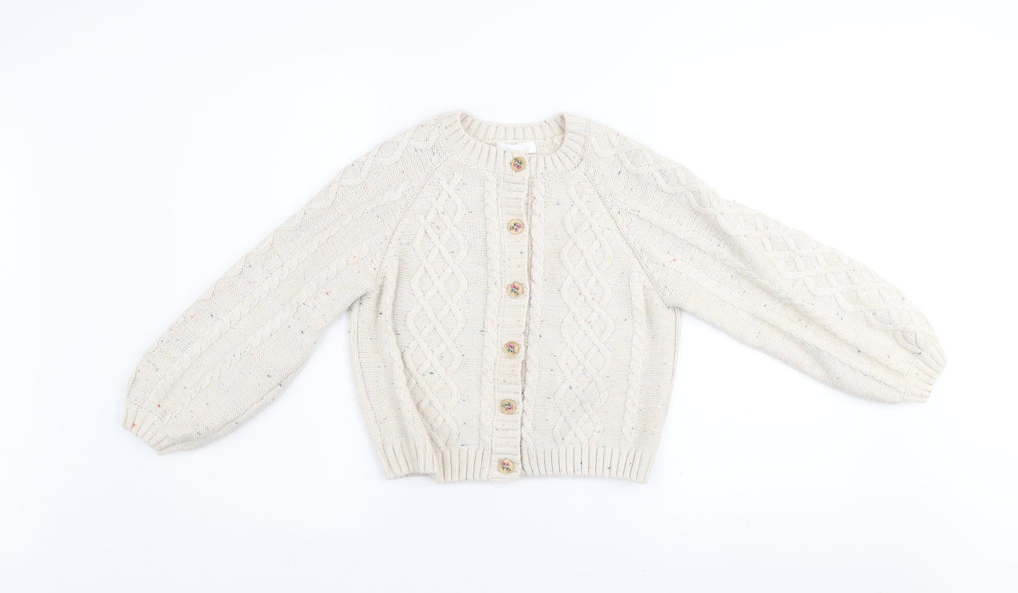 Leigh Tucker Willow Girls Beige Cable Knit Button Cardigan 11-12 Years