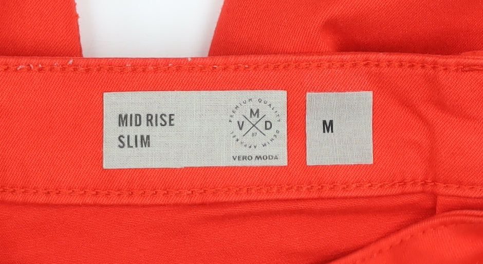 Vero Moda Women's Red Mid Rise Slim Cropped Jeans M