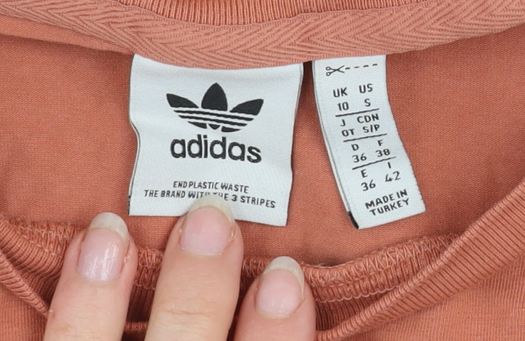 Adidas Women's Brown Trefoil Logo T-Shirt Size 10 Cotton Blend