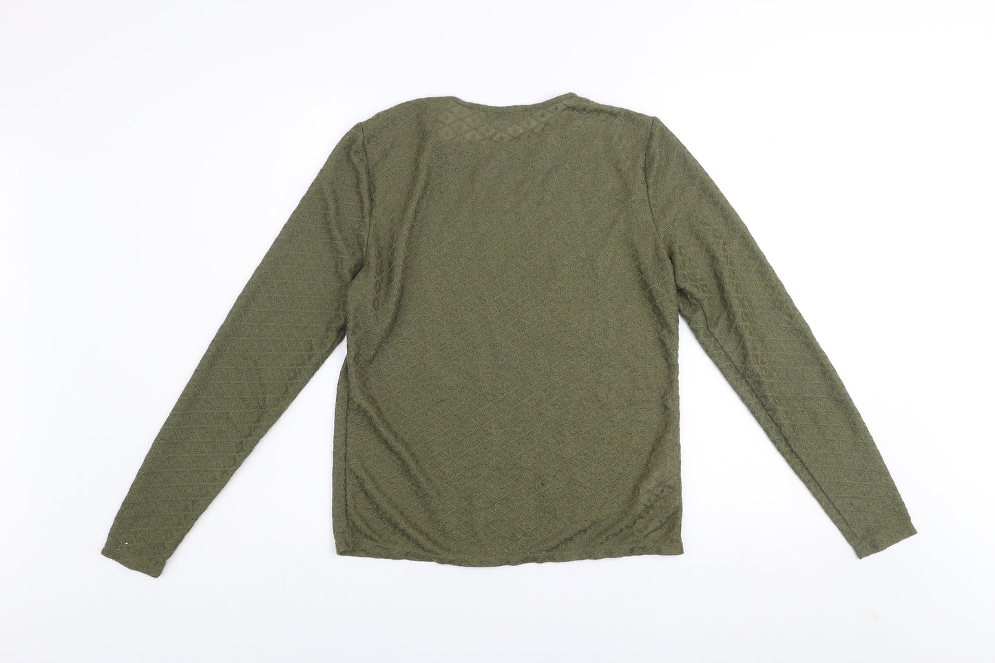 MNG Women Green Long Sleeve Crew Neck Knit Pullover Jumper Size L