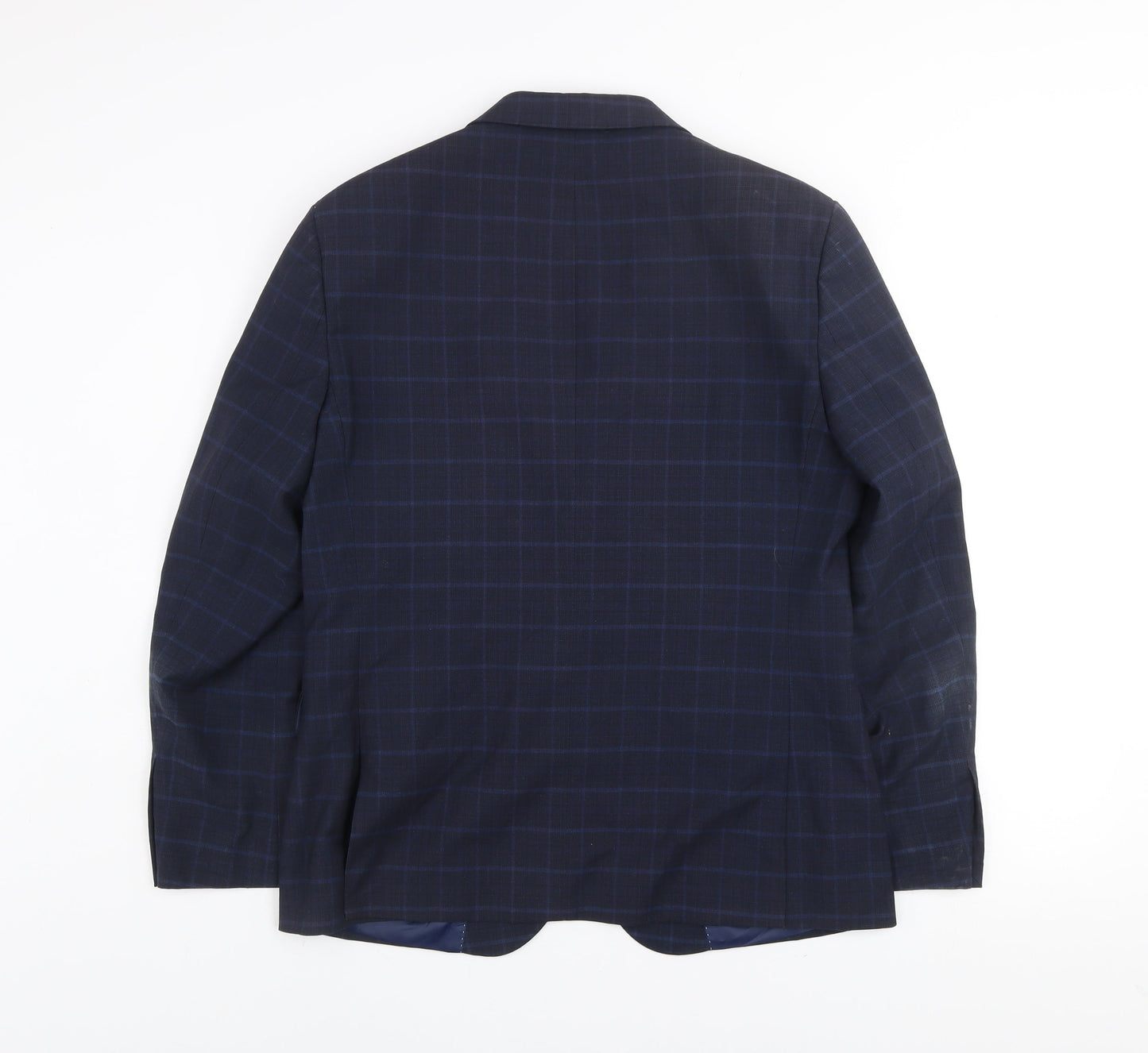 Moss London Men's Blue Checked Slim Fit Blazer Jacket 40 Short