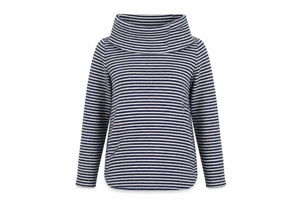 Tommy Hilfiger Women's Blue Striped Cowl Neck Pullover Jumper XS