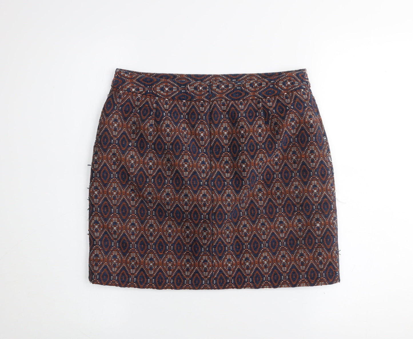 Dunnes Women’s Navy & Rust Geometric Straight Skirt Size 10