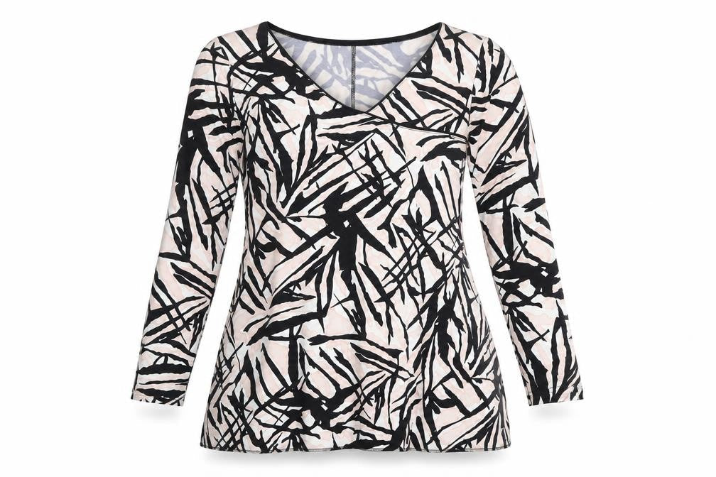Yoel Collection Women's Multicoloured Tunic Blouse S Long Sleeve V-Neck