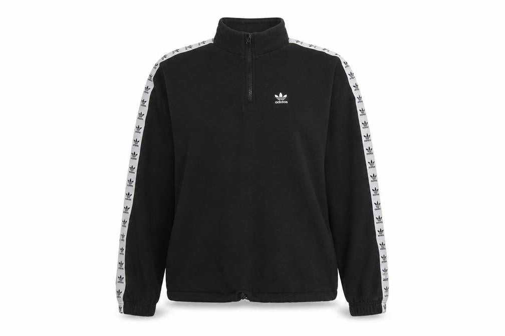 Adidas Womens Black 1/4 Zip Sweatshirt Size 10 Cotton Blend