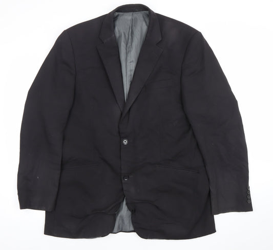 Brook Taverner Men's Black Wool Blend 42R Classic Two-Button Blazer