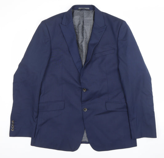Marks and Spencer Mens Blue 42R Regular Fit Wool Blend Blazer