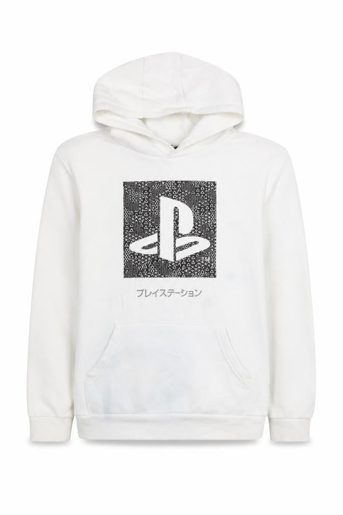 PlayStation Boys White Pullover Hoodie 10-11 Years Official Logo Cotton Blend