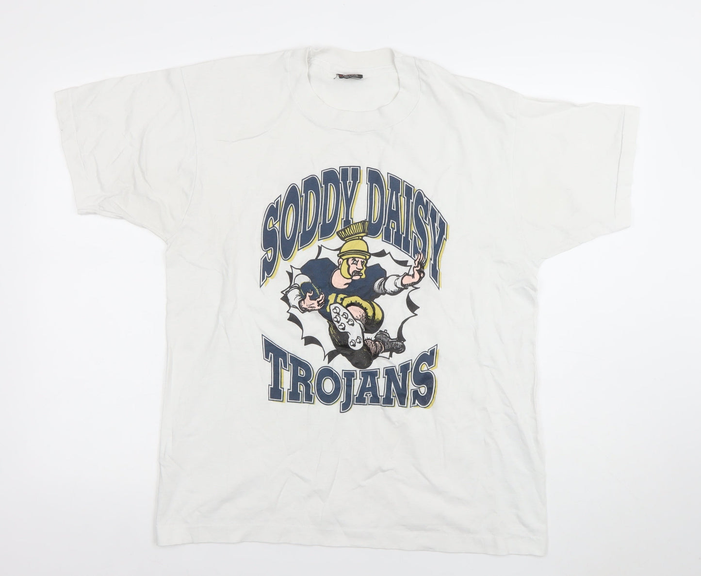 Fruit of the Loom Men's White L Vintage Soddy Daisy Trojans Graphic T-Shirt