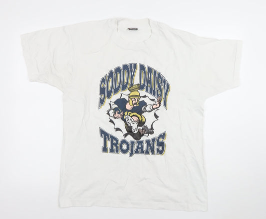 Fruit of the Loom Men's White L Vintage Soddy Daisy Trojans Graphic T-Shirt