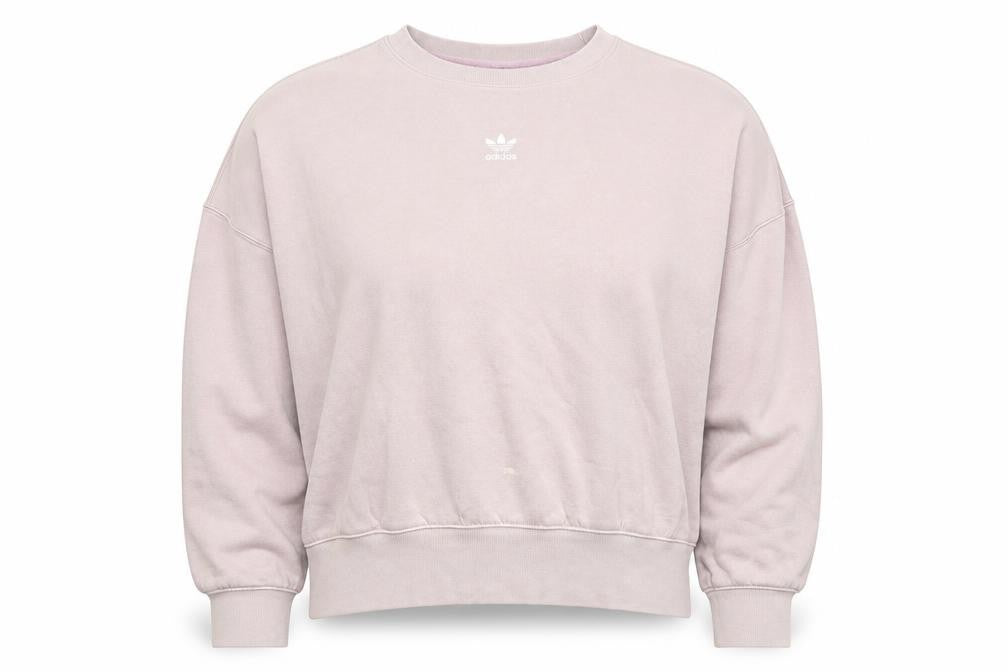 Adidas Women Pink Crew Neck Pullover Sweatshirt Size 14 Cotton
