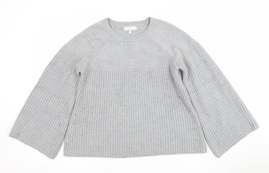 Red Herring Women’s Grey Acrylic Jumper Size 10 Crew Neck Knit