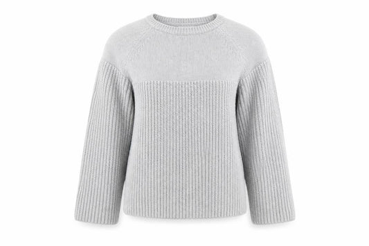 Front view of Red Herring Women’s Grey Acrylic Jumper, size UK 10, Crew Neck Knit