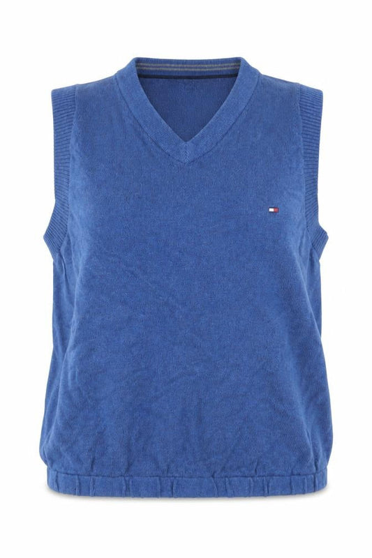 Tommy Hilfiger Women's Blue V-Neck Cotton Sleeveless Jumper Vest L