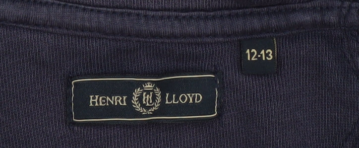 Henri Lloyd Boys Navy Blue Full Zip Hoodie 12-13 Years Striped Cotton Blend